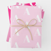 Monogramm Rosa Farbtöne benutzerdefinierte Anfangs Geschenkpapier Set (Beispiel)