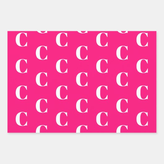 Monogramm Rosa Farbtöne benutzerdefinierte Anfangs Geschenkpapier Set (Vorderseite 3)