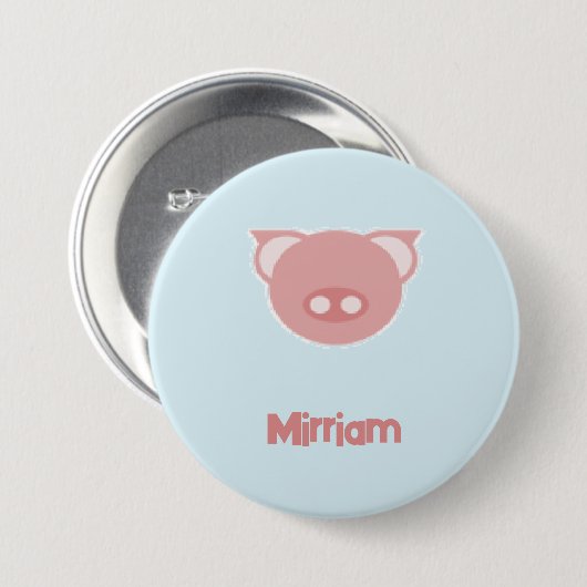 Monogramm rosa Ferkel auf blau Button (Vorne & Hinten)