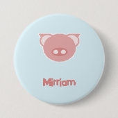 Monogramm rosa Ferkel auf blau Button (Vorderseite)