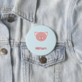 Monogramm rosa Ferkel auf blau Button (Beispiel)