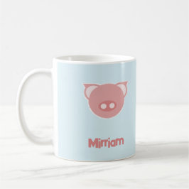 Monogramm rosa Ferkel auf blau Kaffeetasse