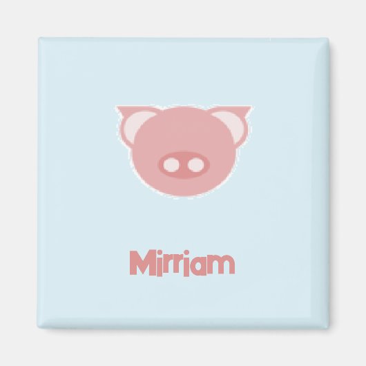 Monogramm rosa Ferkel auf blau Magnet (Vorne)