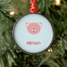 Monogramm rosa Ferkel auf blau