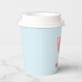 Monogramm rosa Ferkel auf blau Pappbecher (Rechts)