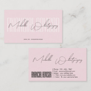 Monogramm rosa FINANZBERATER moderne Schrift Visitenkarte