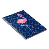 Monogramm-rosa Flamingo-Marine Quatrefoil Notizblock (Rechte Seite)
