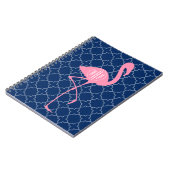 Monogramm-rosa Flamingo-Marine Quatrefoil Notizblock (Linke Seite)