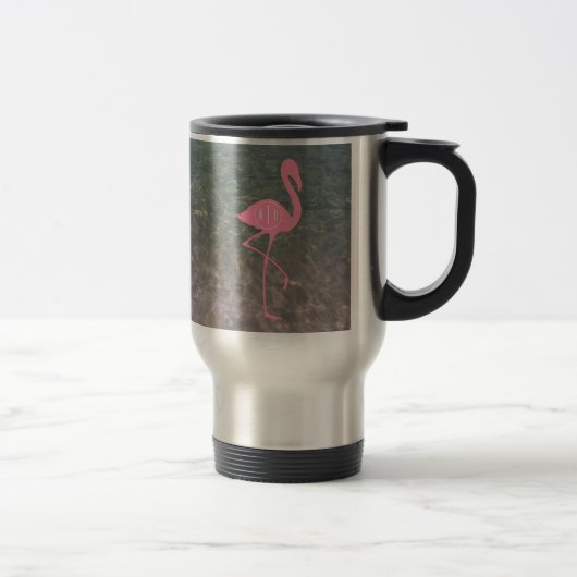 Monogramm-rosa Flamingo + Ozean-Wasser Reisebecher (Rechts)