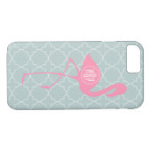 Monogramm-rosa Flamingo + Quatrefoil Case-Mate iPhone Hülle (Rückseite (Horizontal))