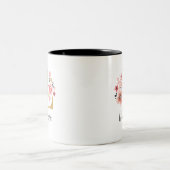 Monogramm rosa Floral Anfangsbuchstabe L Zweifarbige Tasse (Mittel)
