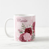Monogramm Rosa Floral Kaffeetasse (Links)