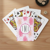 Monogramm Rosa Floral Spielkarten