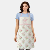Monogramm Rosa Floral Wasserfarbe Schürze (Getragen)