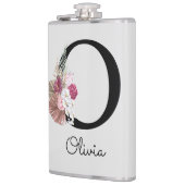 Monogramm Rosa Florales Anfangs-O Flachmann (Links)