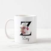 Monogramm Rosa Florales Anfangs-W-Kaffeebecher Z Kaffeetasse (Links)