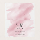 Monogramm Rosa für ihren wasserfarbigen Wash Falte Visitenkarten (Außenseite Aufgefaltet)
