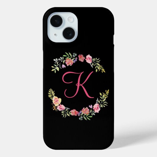 Monogramm, rosa, gelb und grün Case-Mate iPhone hülle (Rückseite)