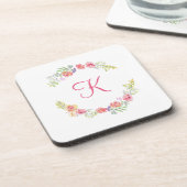 Monogramm, rosa, gelb und grün getränkeuntersetzer (Linke Seite)