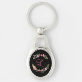 Monogramm, rosa, gelb und grün schlüsselanhänger (Vorderseite)