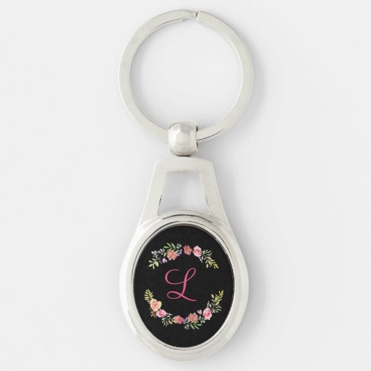 Monogramm, rosa, gelb und grün schlüsselanhänger (Vorderseite)