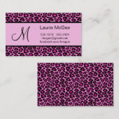 Monogramm-rosa Gepard/Leopard (#BUS 023) Visitenkarte (Vorne/Hinten)