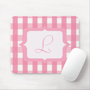 Monogramm-rosa Gingham Mousepad