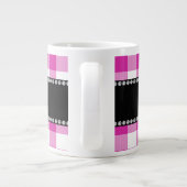 MONOGRAMM Rosa Gingham Muster Herz Jumbo-Tasse (Rückseite)