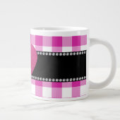 MONOGRAMM Rosa Gingham Muster Herz Jumbo-Tasse (Rechts)