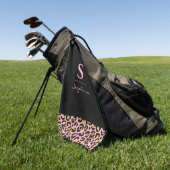 Monogramm Rosa & Gold Leopardenprint | Farbblock Golfhandtuch (Gras)