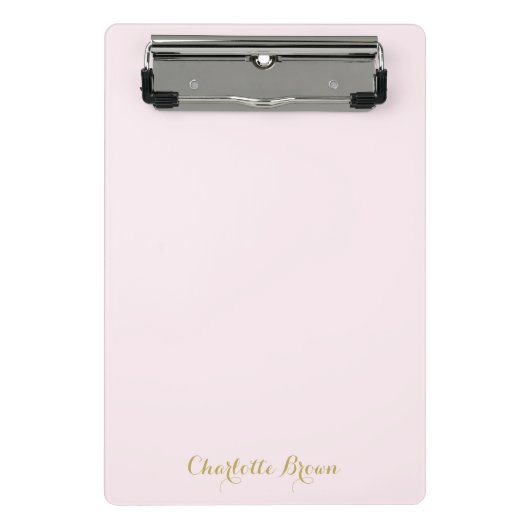 Monogramm Rosa Gold Modern Minimalistisch Mini Klemmbrett (Vorderseite)