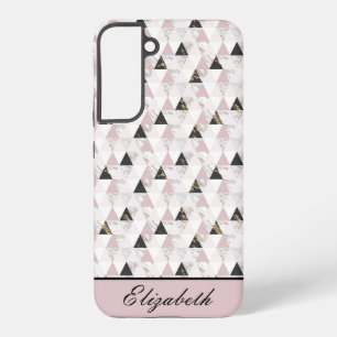 Monogramm Rosa Gold Schwarz Weiß Marmor Geometrisc Samsung Galaxy Hülle