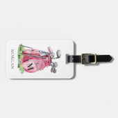 Monogramm rosa Golfbag Gepäckanhänger (Vorderseite horizontal)