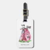 Monogramm rosa Golfbag Gepäckanhänger (Vorderseite vertikal)