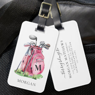 Monogramm rosa Golfbag Gepäckanhänger