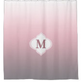 Monogramm-rosa graues Weiß Ombre Duschvorhang (Vorderseite)
