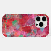 Monogramm rosa grünblaues abstraktes Muster. Case-Mate iPhone Hülle (Rückseite (Horizontal))