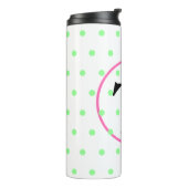 Monogramm Rosa grüne Punkte Thermosbecher (Nach links gedreht)