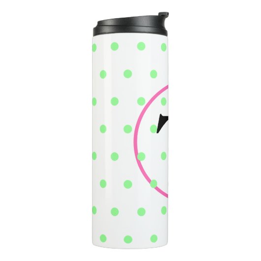 Monogramm Rosa grüne Punkte Thermosbecher (Nach links gedreht)