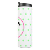 Monogramm Rosa grüne Punkte Thermosbecher (Nach rechts gedreht)