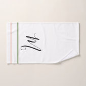 Monogramm Rosa Grüne Streifen Badhandtuch Set (Handtuch)