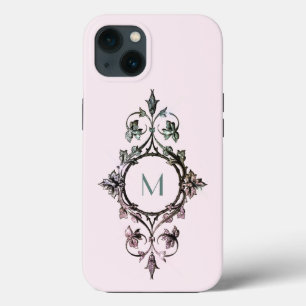 Monogramm Rosa Grüner Schwung Chic Verziert Weibli Case-Mate iPhone Hülle