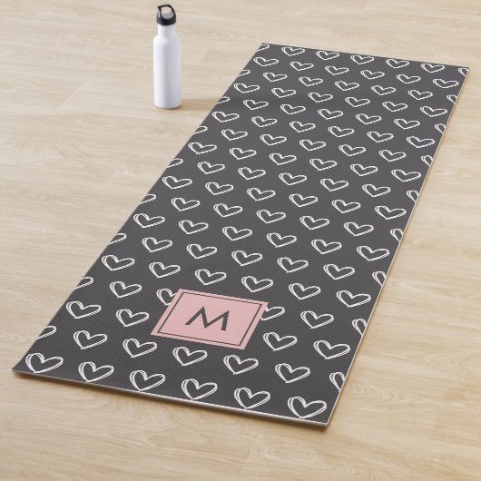 Monogramm-Rosa-Herzmuster Yogamatte (Beispiel)