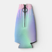 Monogramm rosa holografische Tropfen Flaschenkühler (Rückseite)