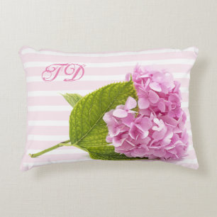 Monogramm-Rosa-Hortensien-Blumen-Akzentkissen Dekokissen