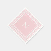 Monogramm rosa Hundezahn Karo Serviette (Ecke)
