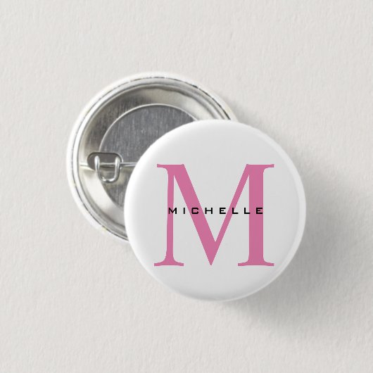 Monogramm Rosa Ihr Name Sondergeschenk Geliebte ei Button (Vorne & Hinten)