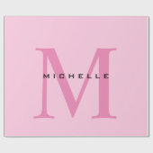 Monogramm Rosa Ihr Name Sondergeschenk Geliebte ei Geschenkpapier (Flach)