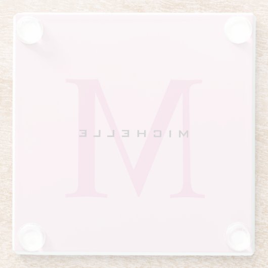 Monogramm Rosa Ihr Name Sondergeschenk Geliebte ei Glasuntersetzer (Rückseite)