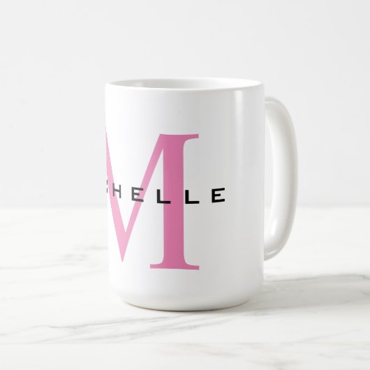 Monogramm Rosa Ihr Name Sondergeschenk Geliebte ei Kaffeetasse (VorderseiteRechts)